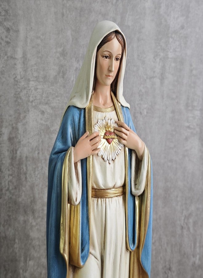BC BUILDCLASSIC BC Catholic Immaculate Heart of Virgin Mary Statue, 16.5" H Holy Mother Figure for Altar, Religious Gift Home Decor Renaissance Sculpture Handmade by Buildclassic - Image 5